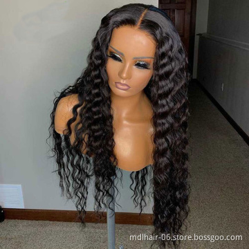 Cheap Hair Deep Wave Virgin Cuticle Aligned 4*4 Closure Lace Front Wig Remy Brazilian Human Hair 4*4 Lace Wigs Deep Wave